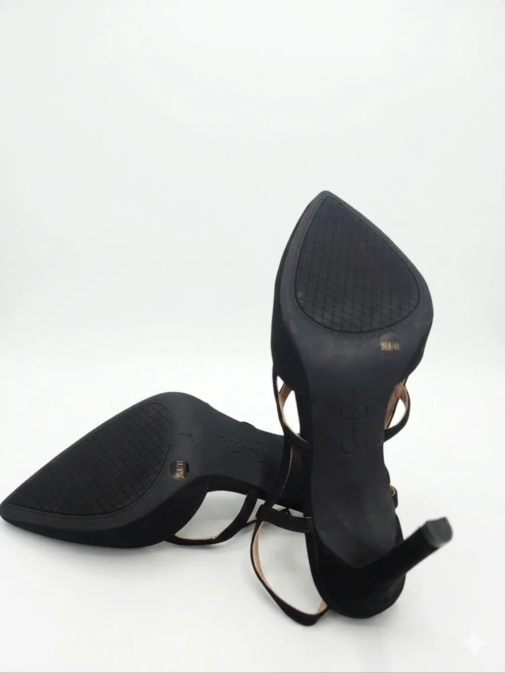 Jessica Simpson Pippou Black Strappy Pointed Toe Slingback Pumps 9.5 New